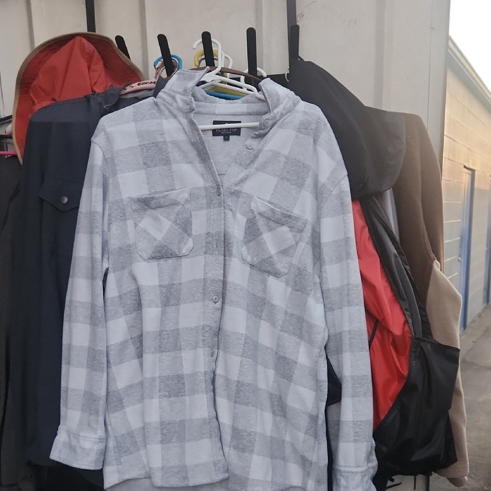 Gray Plaid Button-Up Shirt